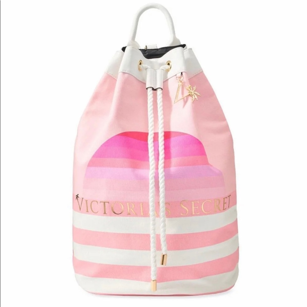Victoria’s Secret Striped Cinch Backpack Bag